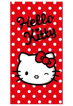 Prosop poliester, Hello Kitty, rosu, 70x140 cm