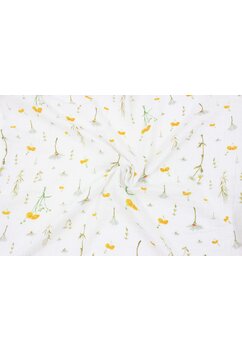 Prosopel de maini, Floricele galbene, muselina, alb, 50 x 30 cm
