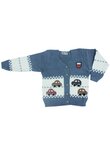 Pulover tricotat baieti, acril, The cars, albastru