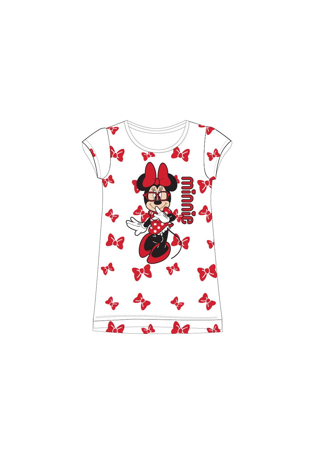 Rochie Minnie, alba cu fundite rosii