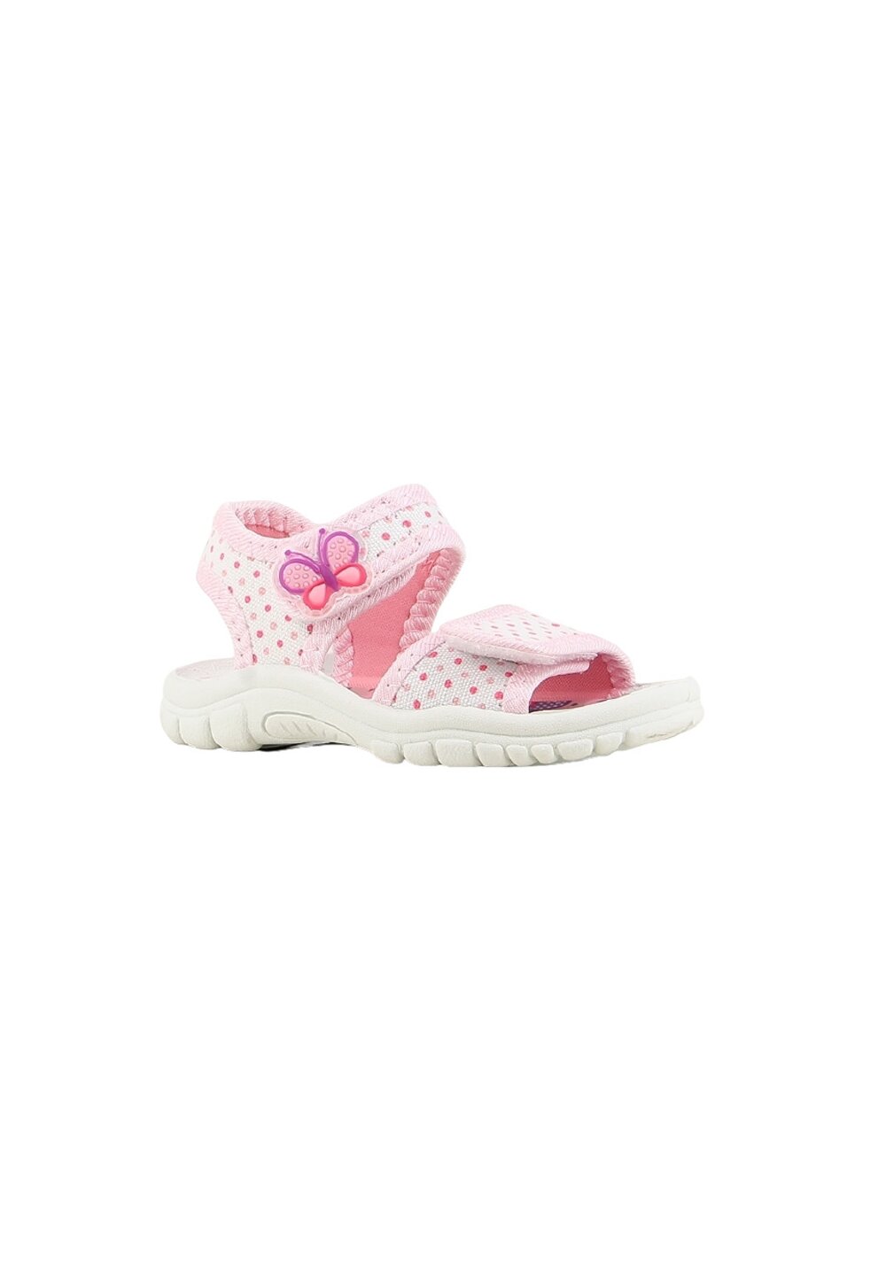 Sandale albe cu buline si fluturas roz Prichindel imagine noua