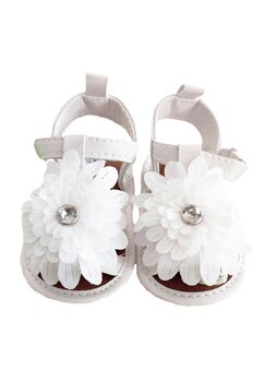 Sandale bebe, albe cu floricica