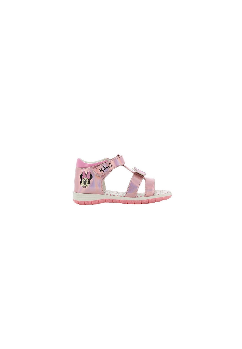 Sandale fete, cu scai din piele ecologica, Minnie, roz metalic DISNEY
