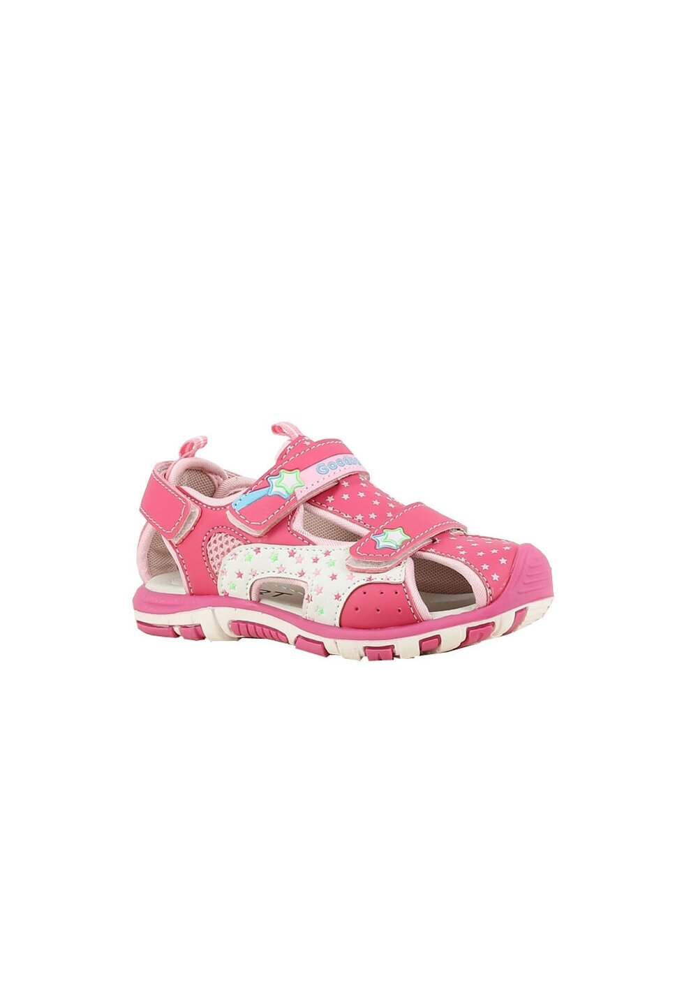 Sandale fete, cu scai din piele ecologica, roz inchis cu stele