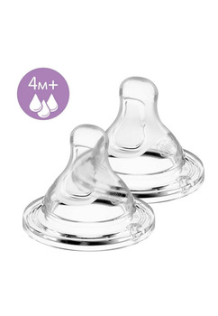 Set 2 tetine din silicon, Chicco, anti-colici, flux rapid, + 4 luni