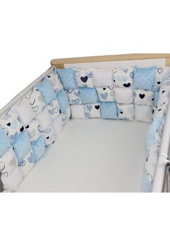 Set aparatori pufoase, inimioare, albastre, 3 x 60 cm