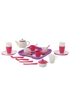 Set ceai, 35 piese, alb cu roz