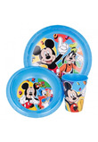 Set mic dejun, plastic, 3 piese, Mickey Mouse, albastru