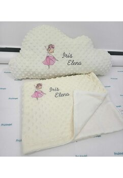 Set paturica si norisor minky, micuta balerina, personalizate, crem