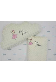 Set paturica si norisor minky, micuta balerina, personalizate, crem