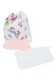 Set saculet si prosopel, gradinita, personalizat, un nume, minky roz cu butterfly