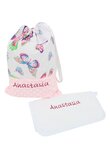 Set saculet si prosopel, gradinita, personalizat, un nume, minky roz cu butterfly