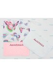 Set saculet si prosopel, gradinita, personalizat, un nume, minky roz cu butterfly