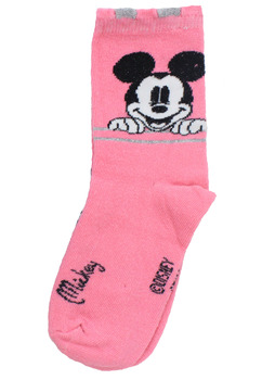 Sosete fete, 68%bumbac, Minnie si Mickey Mouse, roz
