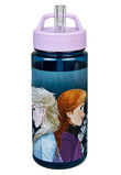 Sticla pentru apa, cu pai, Ana si Elsa, mov, 500 ml