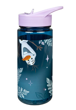 Sticla pentru apa, cu pai, Ana si Elsa, mov, 500 ml