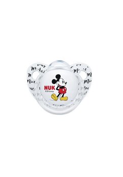 Suzeta Nuk, cu tetina din silicon, 6-18 luni, Mickey, alb