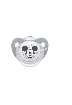 Suzeta Nuk, cu tetina din silicon, 6-18 luni, Mickey Mouse cu stelute, gri