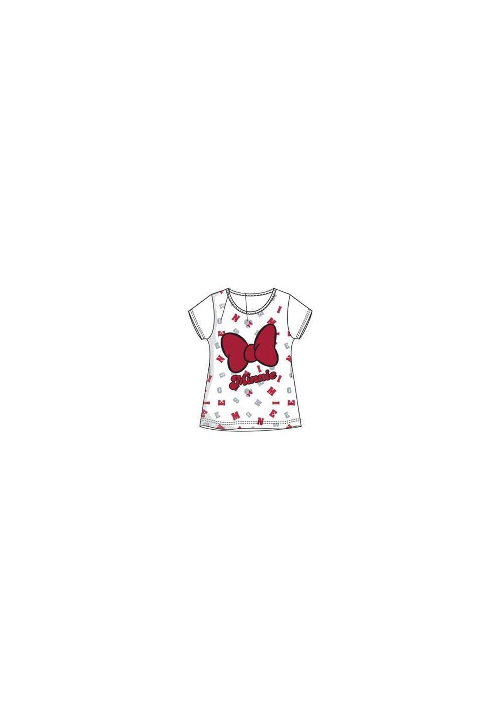 Tricou, alb cu fundita rosie, Minnie Mouse Prichindel
