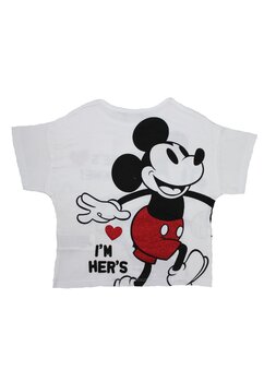 Tricou bumbac, Minnie si Mickey, alb
