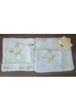 Trusou botez, 7 piese, Aripi de ingerasi auriu, bumbac, alb