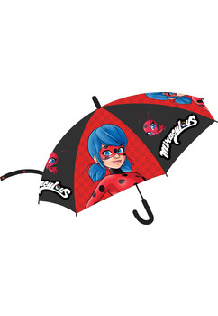Umbrela automata, Miraculous, negru cu rosu, 60 cm