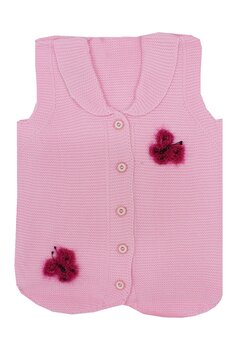 Vesta tricotata, acril, Antonia, roz deschis cu fluturas