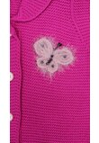 Vesta tricotata, acril, Antonia, roz inchis cu fluturas