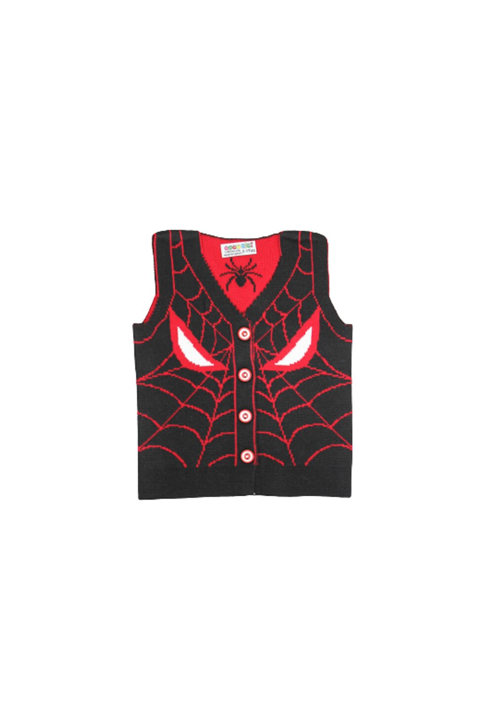 Vesta tricotata, Spider Man, negru cu rosu Prichindel