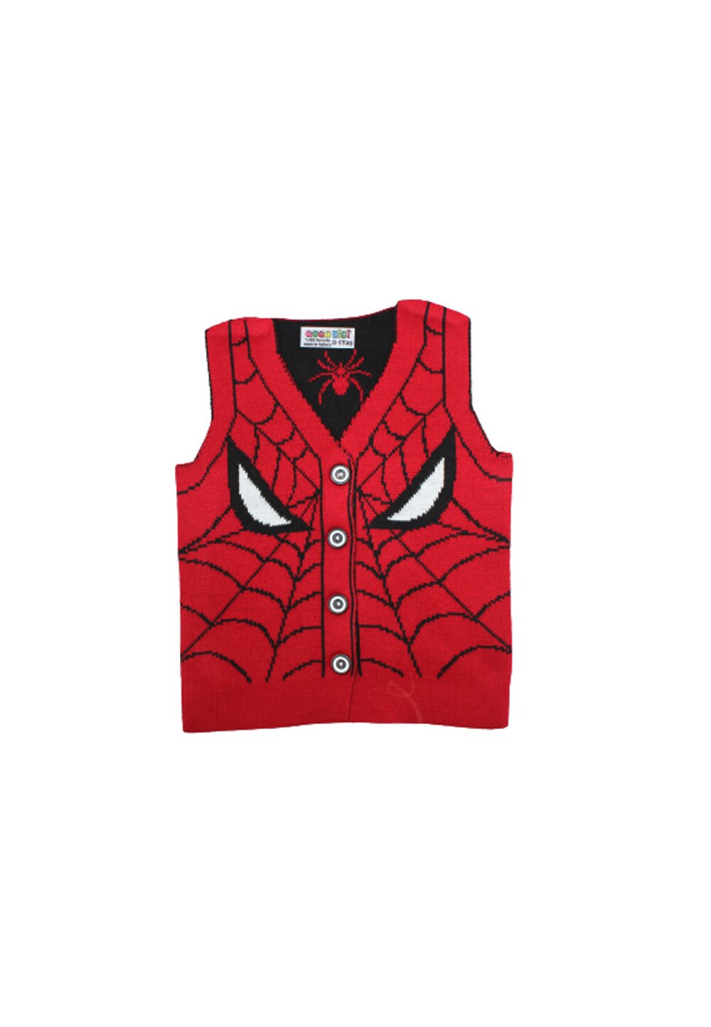 Vesta tricotata, Spider Man, rosu cu negru Prichindel