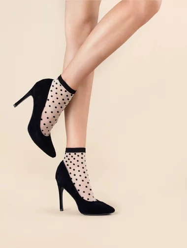 Lycra-Leinensocken mit schwarzen Punkten Fiore Cute 20 den