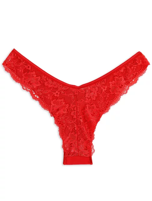 Chiloti brazilieni v-cut bumbac cu dantela la spate Cotonella ED493