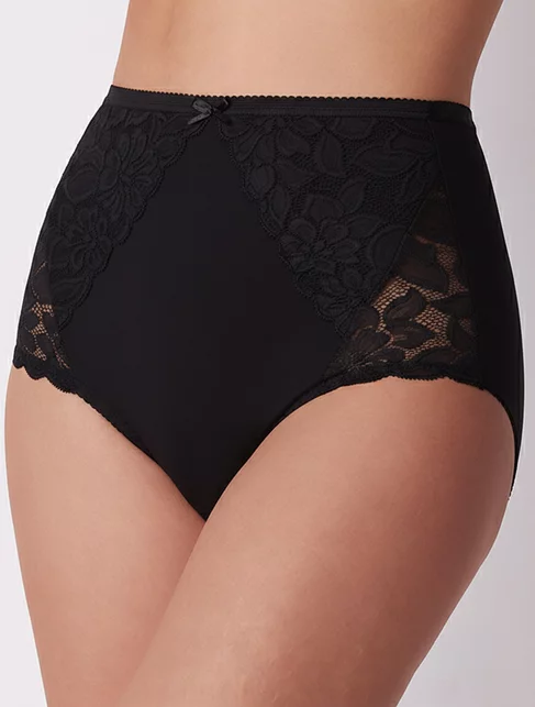 Chiloti clasici bumbac cu talia inalta si dantela Cotonella ADC90