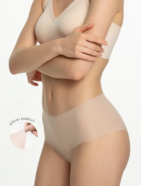 Chiloti clasici laser-cut ultra subtiri cu talia inalta Julimex Maxi Mousse