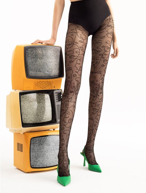 Ciorapi negri cu model minimalist fiore faces 30 den