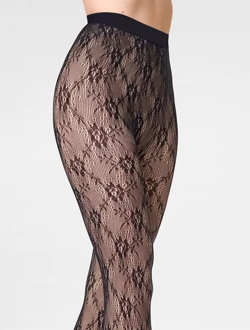 Ciorapi plasa captusiti cu model floral Marilyn Charly F07