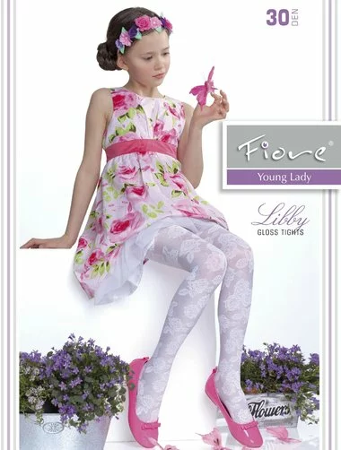 Ciorapi fete satinati cu model Fiore Libby 30 den