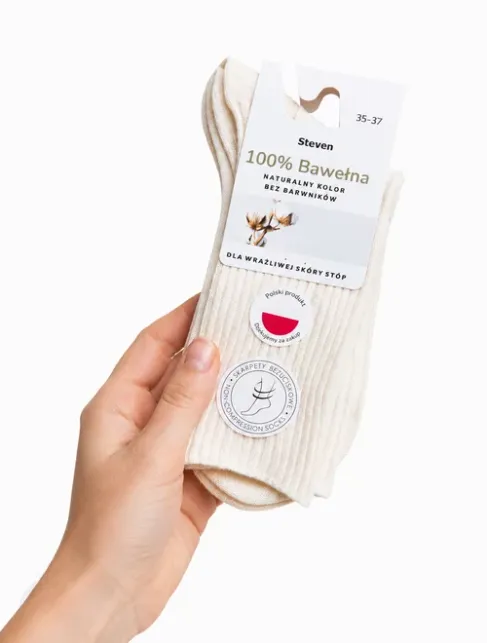 Sosete raiate bumbac 100% in culoare in naturala Steven S201