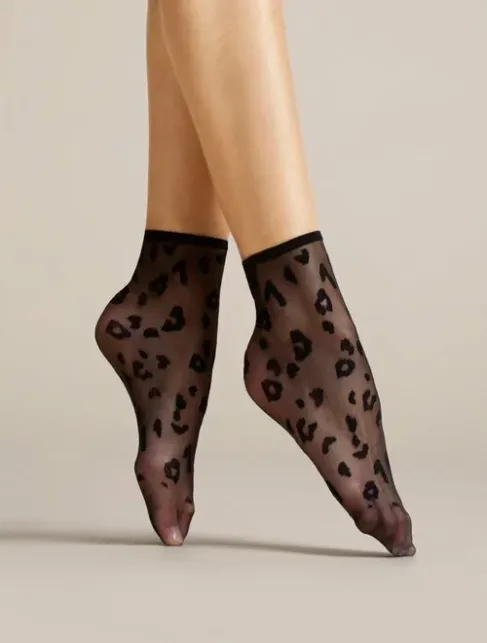 Sosete lycra negre cu animal print Fiore Doria 8 den