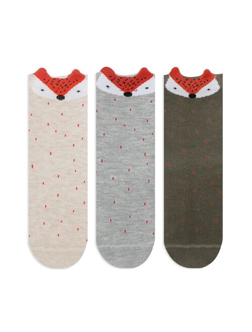 Set 3 perechi sosete bumbac cu vulpita bross 22053