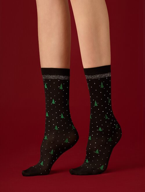 Set cadou 3 perechi sosete lycra de craciun fiore ho ho ho 40 den