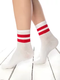 Sosete albe cu dungi rosii Socks Concept 198BRG-43