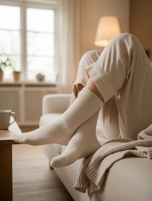 Sosete flausate bumbac 100% in culoare naturala Steven S199