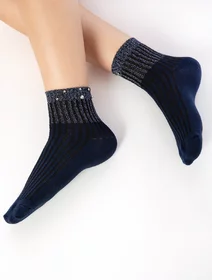 Sosete bumbac bleumarin raiate cu margele Socks Concept ELN06