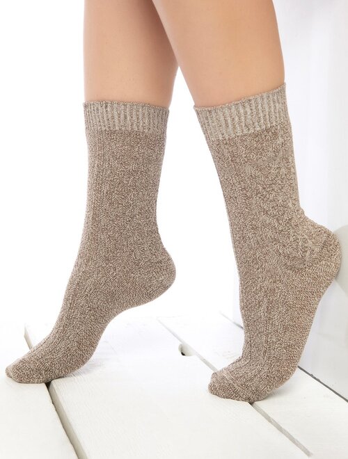 Sosete bumbac maro melanj cu model tricot socks concept sc-1606