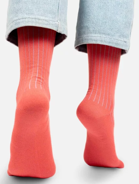 Sosete bumbac organic coral cu dungi Kabak Light Coral