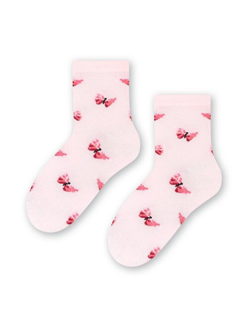 Sosete bumbac roz cu fluturasi steven s014-383
