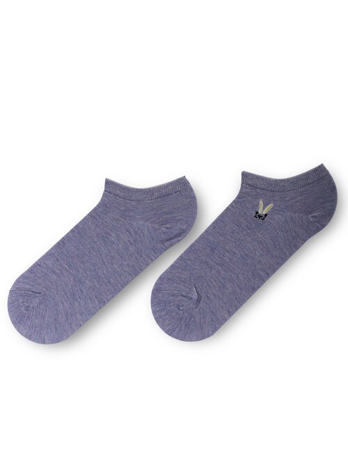 Sosete bumbac scurte jeans cu borderie iepuras aura via ndx7076