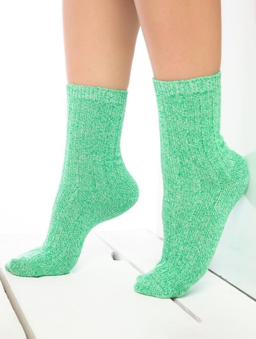 Sosete bumbac verde melanj cu model tricot socks concept sc-1595-6