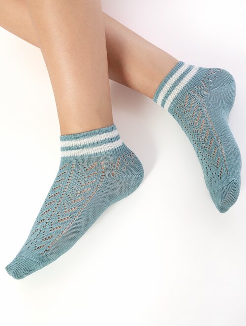 Sosete bumbac turcoaz tip jacard socks concept eln11